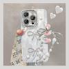 Pearl Bow Bracelet for Apple 16e Feather Yarn Mobile Phone Case 13promax Premium Sense 14 Girls 15 Hard