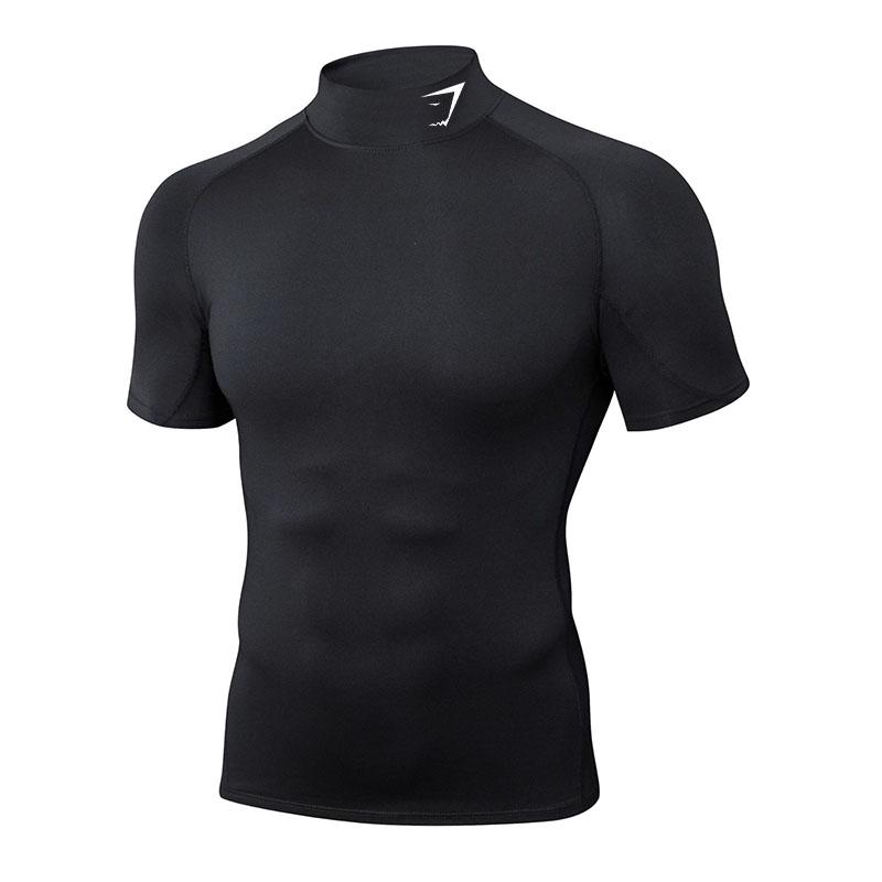 Herren Shark Sport-T-Shirt mit Schnelltrocknung - Kurzarm, Hoher Kragen, Atmungsaktiv, Elastisch, Enganliegend für das Training.