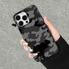 Black Grey Camouflage Print Phone Case for iPhone 16 15 14 13 12 11 Pro Max Aesthetic Camo Shockproof Cover for Men Women