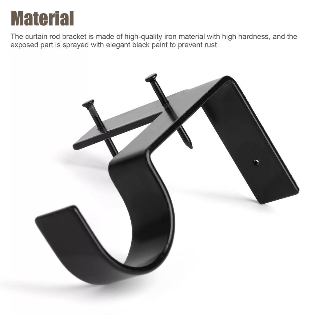 2x Curtain Pole Brackets No Drill Curtain Rod Holder Into Wooden Window Frame
