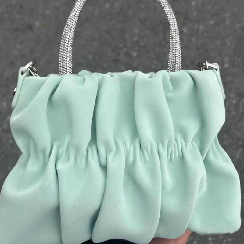 Macaron Small Fresh Portable Messenger Bag Female, Summer New Fashionable Versatile Pleated Cloud Chain Bag