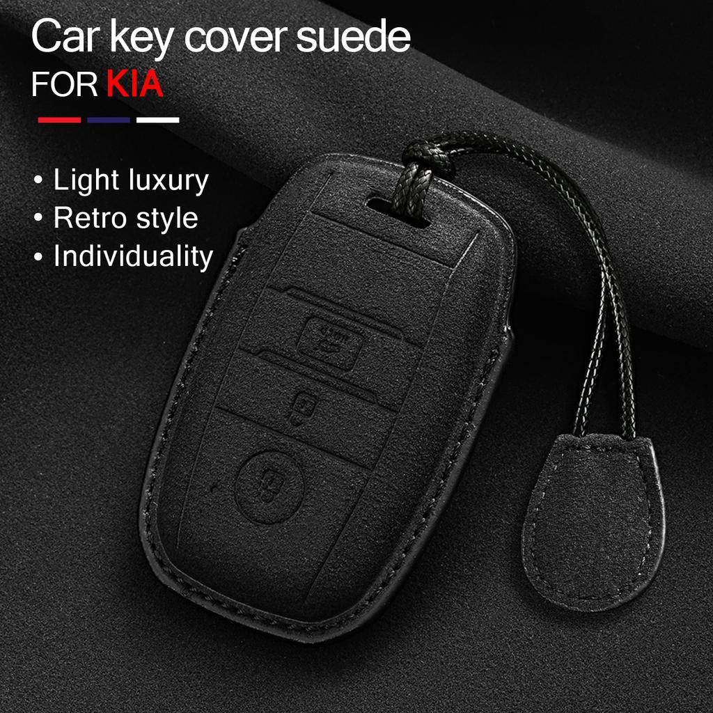 Suede Faux Leather Car Key Case Cover For Kia Key Fob Cover Protector Shell Fit For Kia Ceed Cerato Forte Niro Seltos Sorento