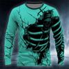 Halloween Skeleton Printed Long Sleeve T-Shirts for Men Gothic Trendy Streetwear Casual Tops Halloween Theme T-shirts Fall Winter