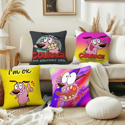 Cartoon C-C-ourage The C-Cowardly Dog Cushion Cover Pillow Cover Decoration Room Home Sofa Living Office Car Nordic Simplicity