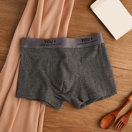 Men Boxer Underwear Elastic Mid-Waist Design Breathable Comfortable Shorts Briefs Letter Print U-Convex Panties