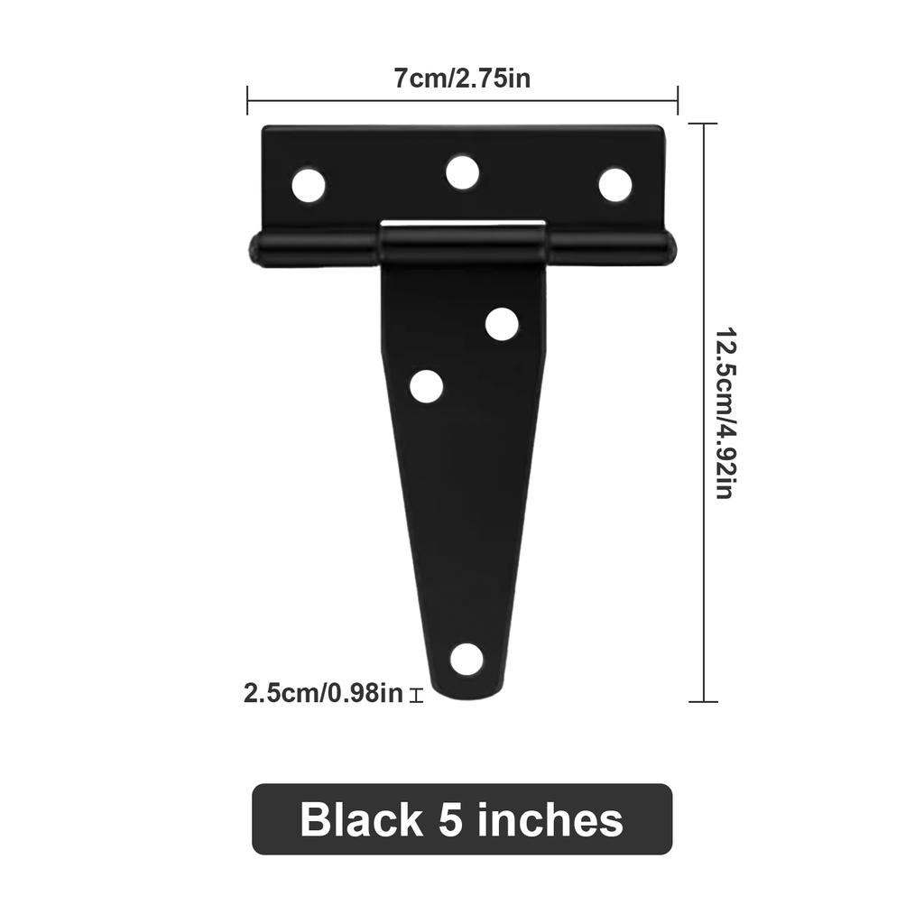 One black and white T-shaped triangular hinge cabinet shed wooden door hinge hardware furniture accessory, 2-5-6 inches.