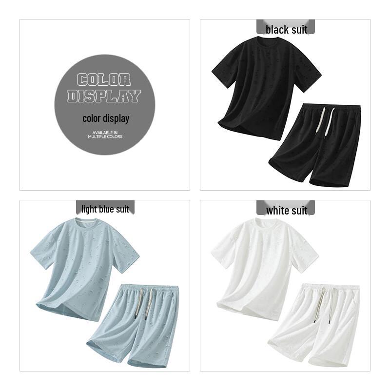 MiiOW Men's Ice-Feel Bubble Texture Casual Two-Piece Set