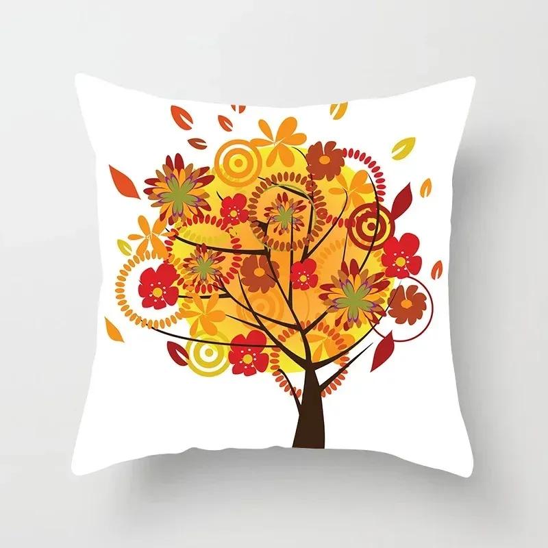 Luxury Home Decor Pillowcase Living Room Sofa Cushion Cover Creative Painting Colorful Tree Print Cushion Cover