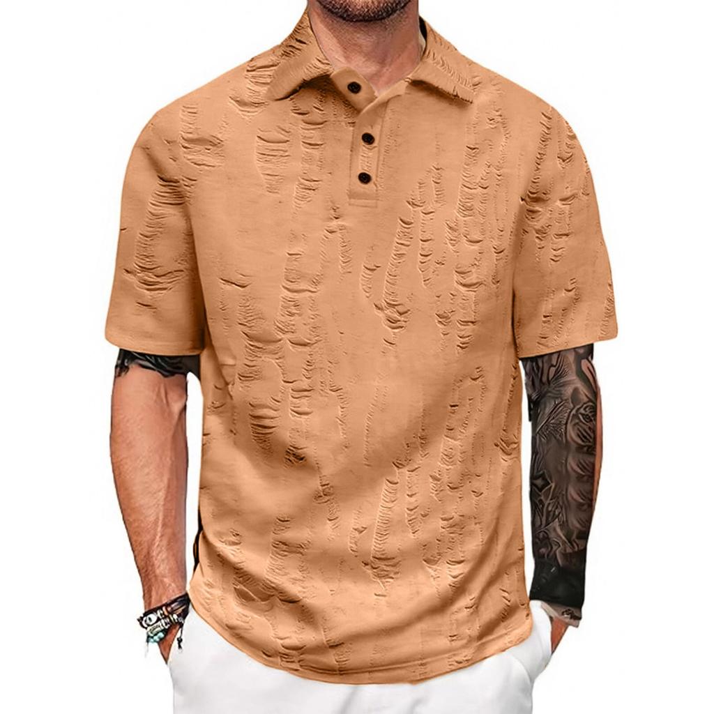 Men's Shirt Loose Casual Shirt Ripped Short Sleeve Casual