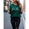 Damen Freizeitsport Wollgefüttertes Sweatshirt Langarm Pullover, Rundhalsausschnitt, Modisches Sportoberteil, Herbst und Winter Streetwear
