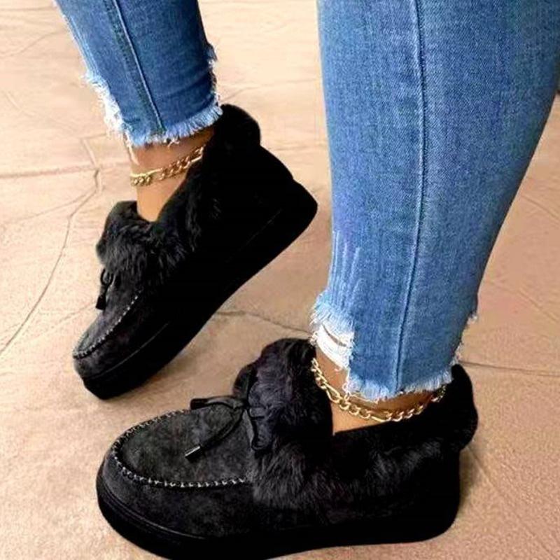 Womens Warm Flat Ankle Boots Comfort Slip On Moccasins Winter Round Toe Furry Casual Short Booties Womens Warm Flat Ankle Boots Comfort Slip On Moccasins Winter Round Toe Furry Casual Short Booties