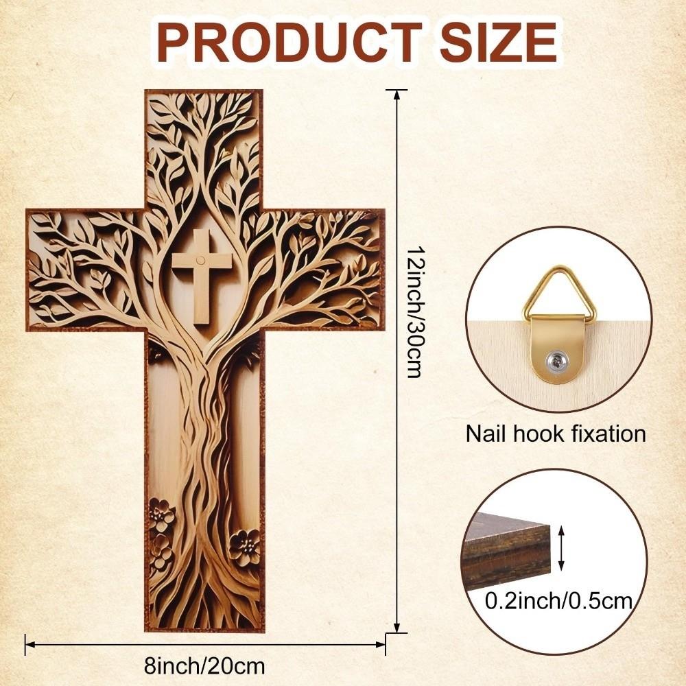 Baptism Gifts Wooden Wooden Cross 3D Design Hanging Plaque Wall Cross Handcrafted Cross Wall Decor Church Decor