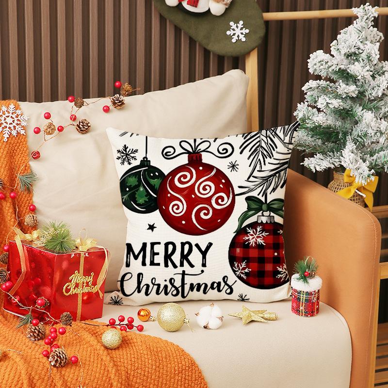 Cartoon Print Snowman Pillow Cover Christmas Party Decoration Sofa Cushion Car Back Seat Cushion Cover