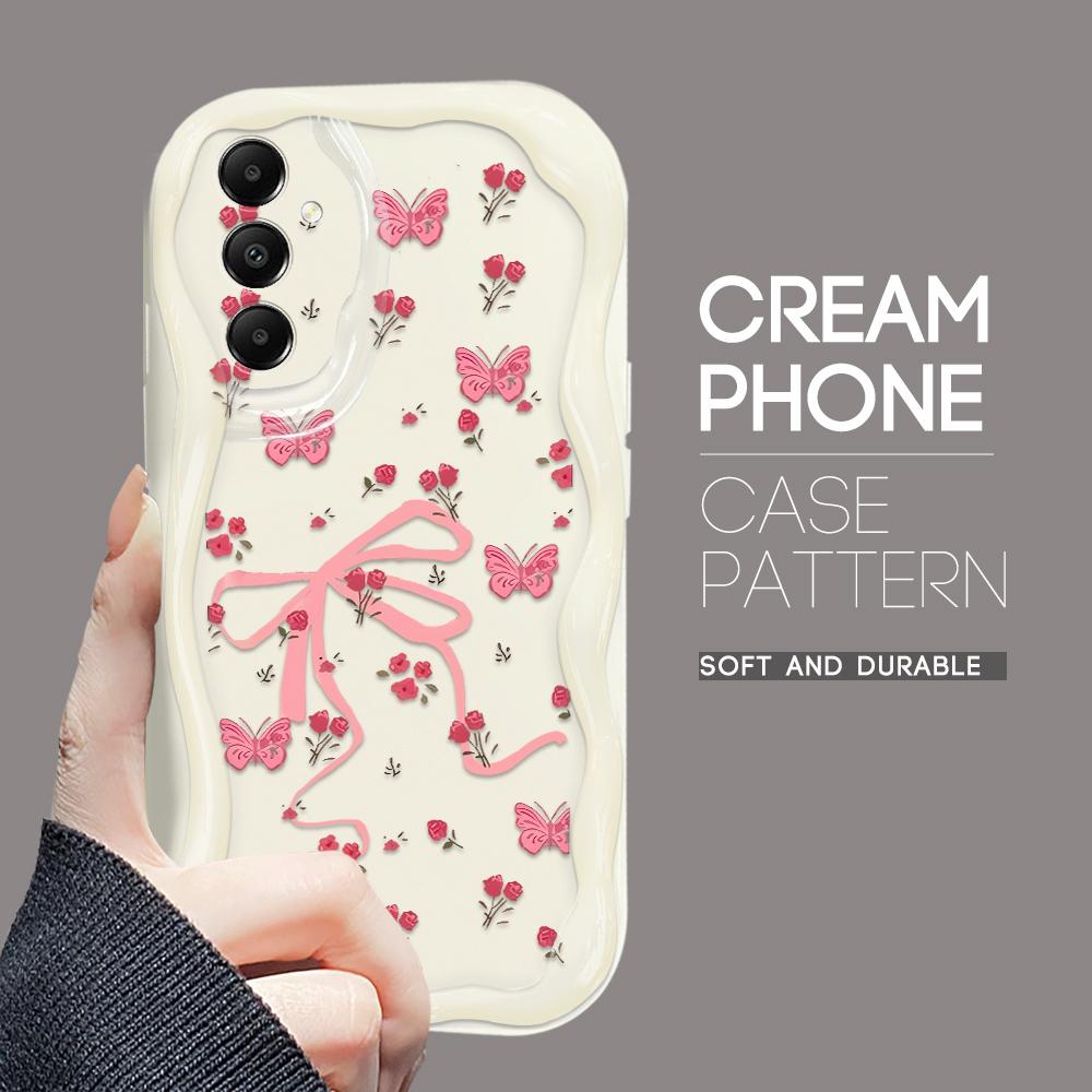 Cute Cartoon Pattern Cream Texture Casing Wavy Edge Soft Silicone Cover Phone Case for Samsung