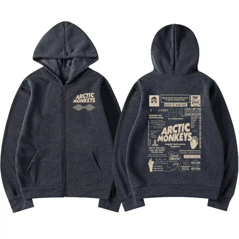 Rock Band Arctic Monkeys Music Tour Zipper Hoodies Men Women's Hip Hop Oversized Sweatshirts Long Sleeve Zip Up Jackets Hoodie