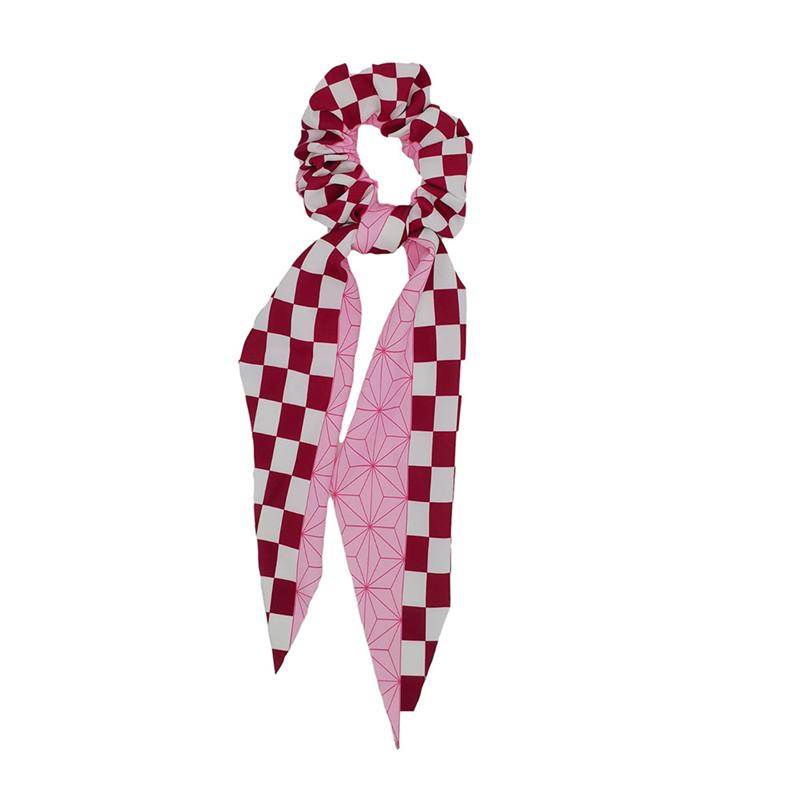 Kamado Nezuko Cosplay Large Intestine Hair Silk Scarf Ring New Head Rope French Style Girls Hair Band Gifts For Girls
