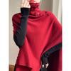 Noble Loose Knit Shawl: Irregular, Stylish High Neck Cape Sweater Cardigan