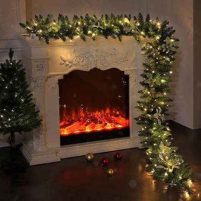 Guirlande de cèdre de Noël de 9 pieds Guirlande de cèdre artificiel réaliste Guirlande d'aiguilles de pin artificielles pliables pour table de Noël, manteau de cheminée, rampe d'escalier, porche
