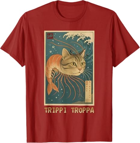 

Trippi Troppa Brainrot Японское искусство Итальянский Brainrot Мем Футболка Смешная Графика для Любителя Кошек Наряд Новинка Подарок Короткий Рукав Y2k S
