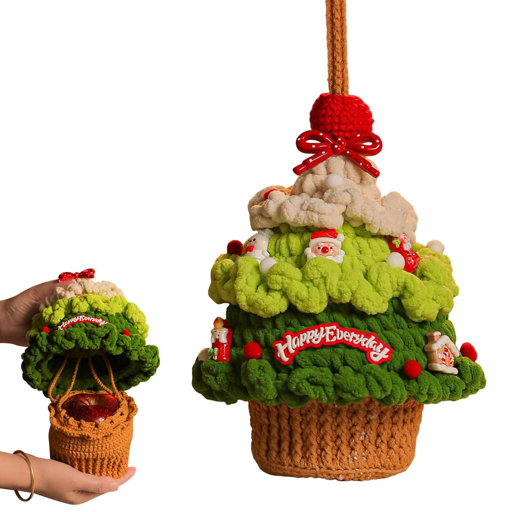 Christmas Themed Decoration Storage Box Fully Handmade Crochet Christmas Tree Shaped Box Holiday Ideal Bedding Storage Cabinet