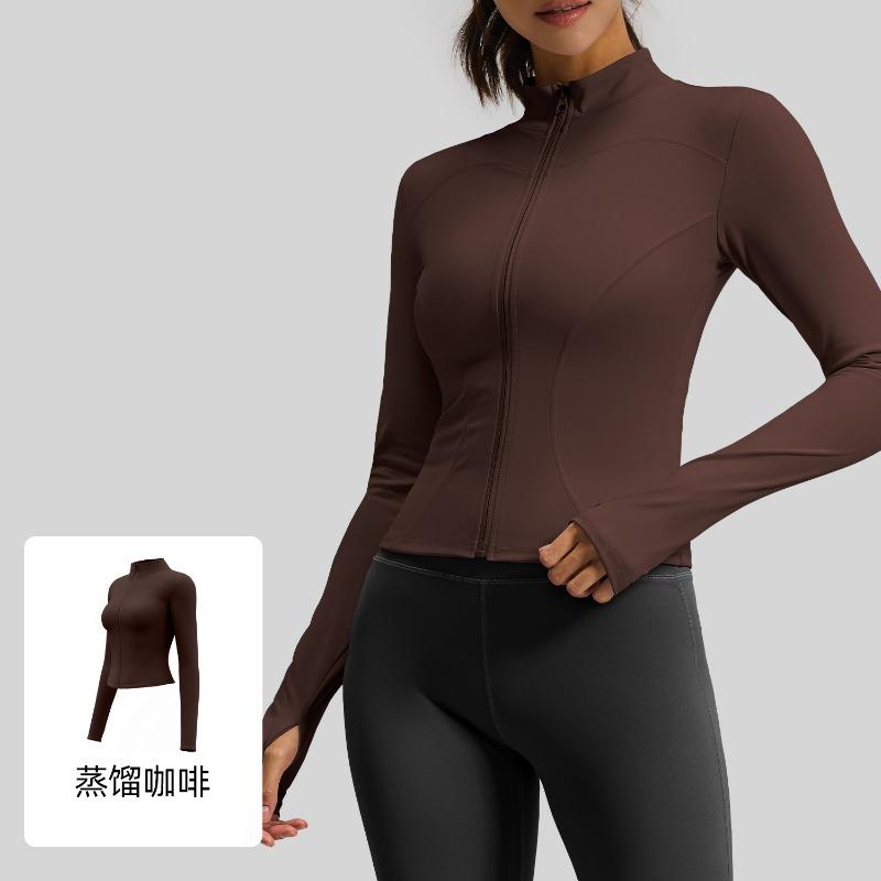 Jane Yi Club Stand-up Collar Yoga Clothing Jacket Running Cycling Sports Skinny Elastic Fitness Yoga Top Women
