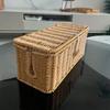 Imitation Rattan Cable Organizer Box Office Desk Charger Socket Network Line Storage Bin Power Cord Charger Storage Box