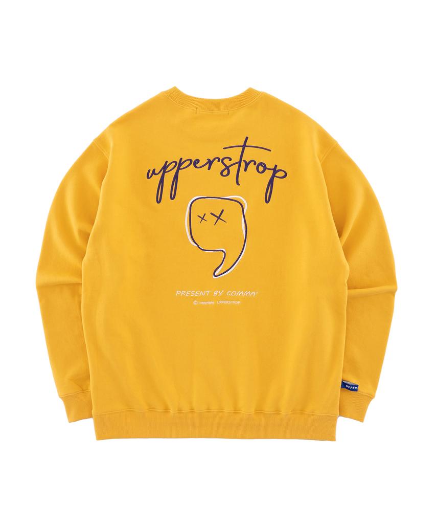 UPPERSTROP [Up9003] Comma Embroidered Graphic Sweatshirt Mustard