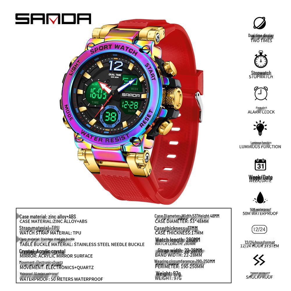 Sanda Jugend Mode Sport Wasserdichte Elektronische Uhr