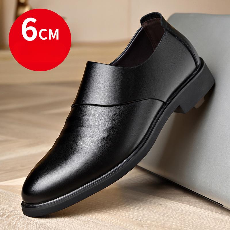 Fashion Autumn Winter Velvet Business Dress Shoes for Men Designer Slip-on Increase Loafers Men Fashion Casual Black Man Leather Shoes