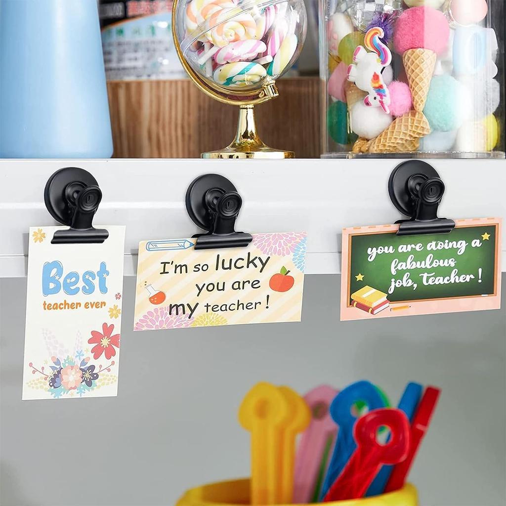Refrigerator Magnet Clip, 10 Pcs Strong Fridge Magnet Hook Clip, Magnetic Clips for Family, School, Freezer, Kitchen Refrigerator, 40mm/1.57inch Black
