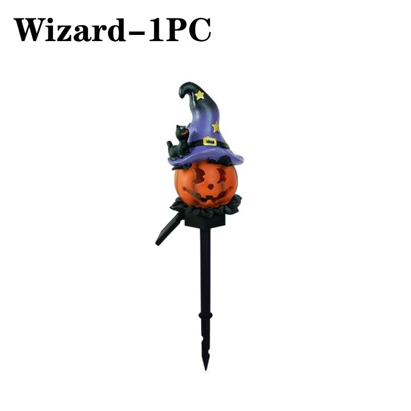 1-5PCS Solar Outdoor Yard Halloween Pumpkin Light Resin Craft Garden Ghost Festival Atmosphere Decoration Yard Stake Insert