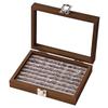 Compact Walnut Jewelry Box for Earrings, Rings, Necklaces, and Bracelets - with Lid and Display Case