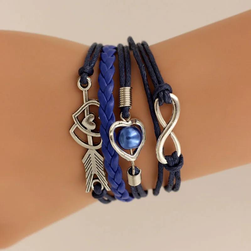 SUMENG Brand Leather Bracelets For Women Wrap Infinity Love Heart Pearl Friendship Antique Charm Bracelet Pulseira 2024