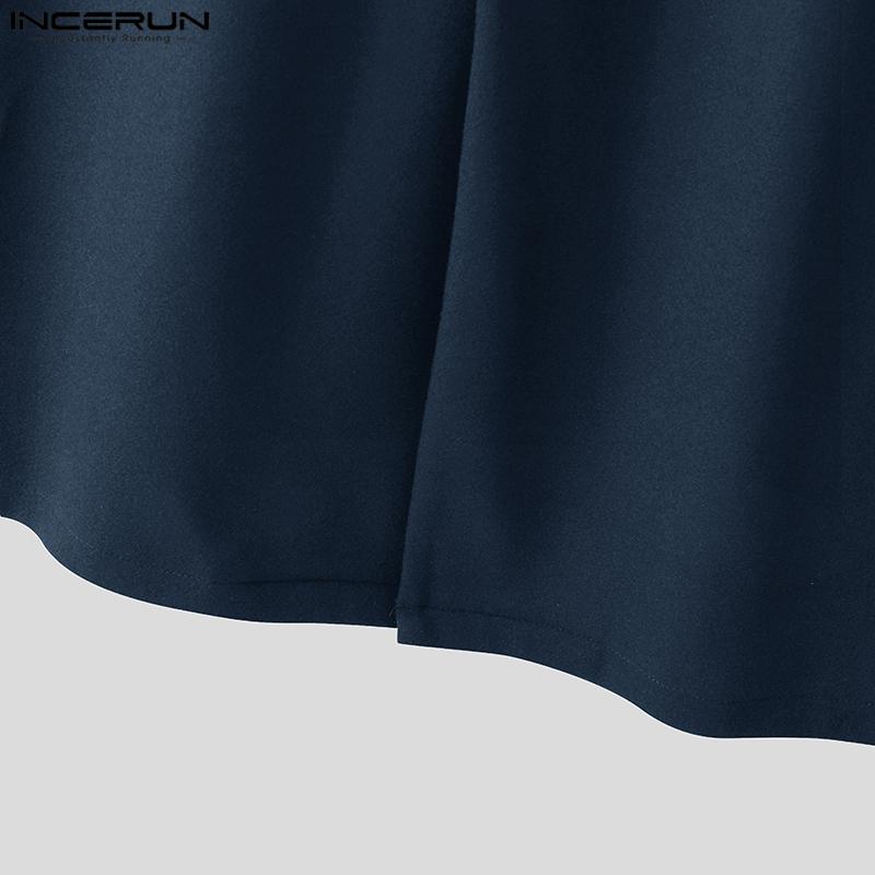 INCERUN Winter Autumn Men Double-breasted Long Sleeve Thin Woolen Long Overcoat Coats