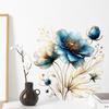 Blue Flowers Leaves Botanical Wall Sticker Self Adhesive Green Plants Decoration for Kitchen Bedroom Hallway Home Wall Decor