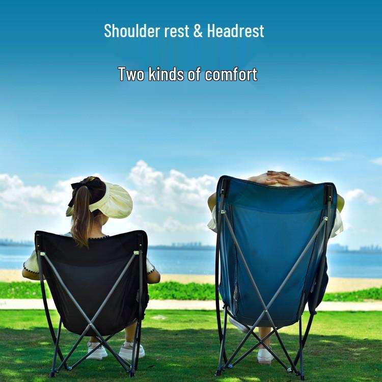 Přenosné křeslo Moon s opěrkou hlavy pro kempování, rybaření, grilování a venkovní volnočasové aktivity