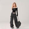 Γυναικεία τζιν Cargo American Street Style φαρδύ Παντελόνι Cargo Γυναικεία Μπλε τζιν με φαρδύ πόδι με πολλές τσέπες για γυναίκες