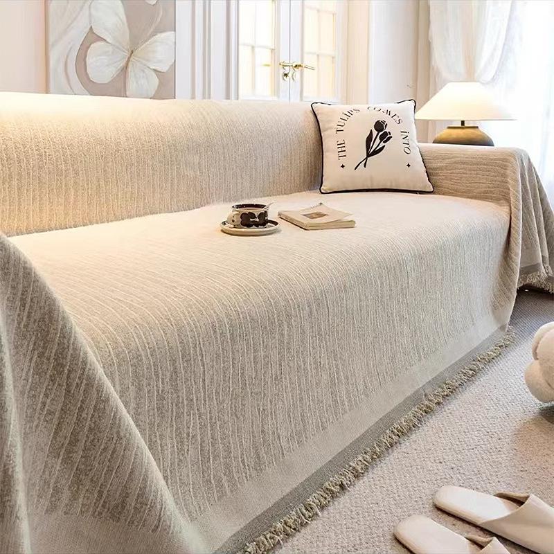 Cream Wind Sofa Blanket Towel Four Seasons Universal Chenille Non Slip Sofa Mat Anti Cat Scratch Integrated  Couch Cover Carpet