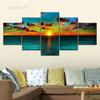 5 Stück Cleopatra Ozean Leinwandbild Wandkunst Oranger Himmel Ozeanstrand Multi Türkei Sandstrand Sonnenaufgang Wanddekoration Ohne Rahmen