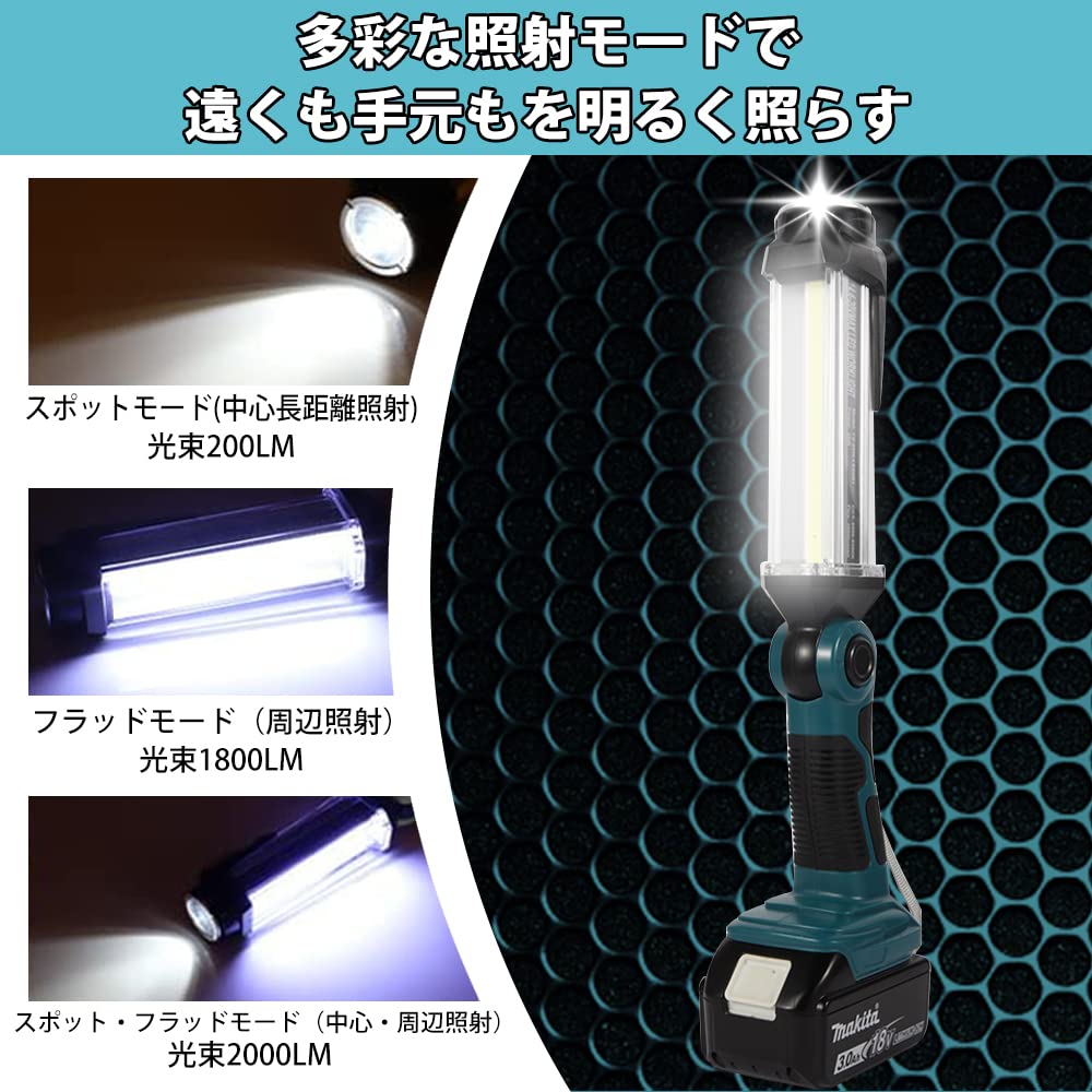 Orginer Rechargeable LED Work High Compatible with Makita Emergency Lighting for Power Auto Night Night Outdoor Camping Sold Light, 18V, 35W, 2000lm,