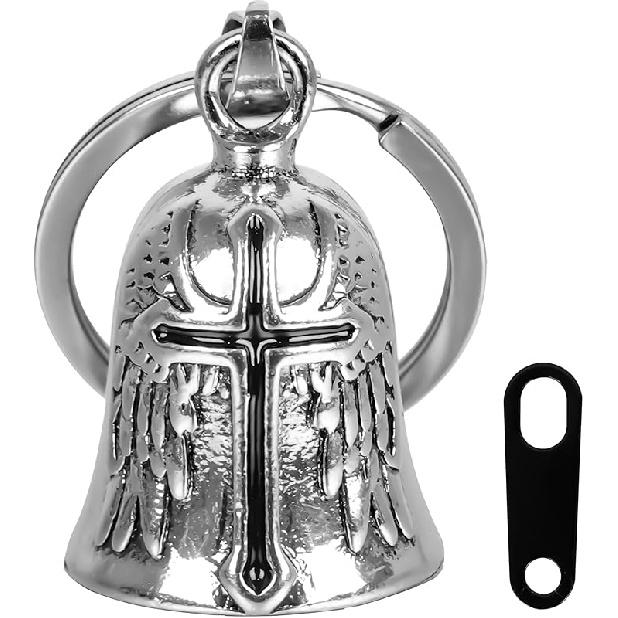Motorcycle Biker Guardian Luck Riding Bell with Key Chain Ring & Hanger for Bikers Riders, for Men Women Guard Riding Safety