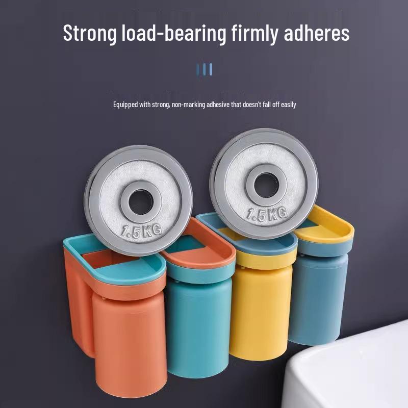 Wall-Mounted Toothbrush Holder & Cup Set - Punch-Free Bathroom Storage 