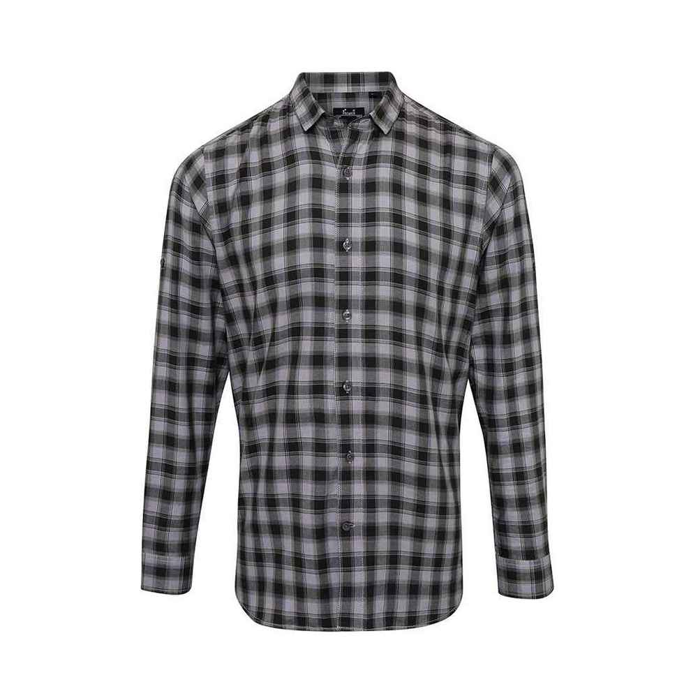 Premier Mens Mulligan Checked Cotton Long-Sleeved Shirt