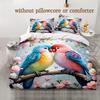 Parrot Flower 3D Printed Bedding Linen Set Elegant Luxury Home Textiles Duvet Cover Set Soft Comfortable Quilt Cover Pillowcases