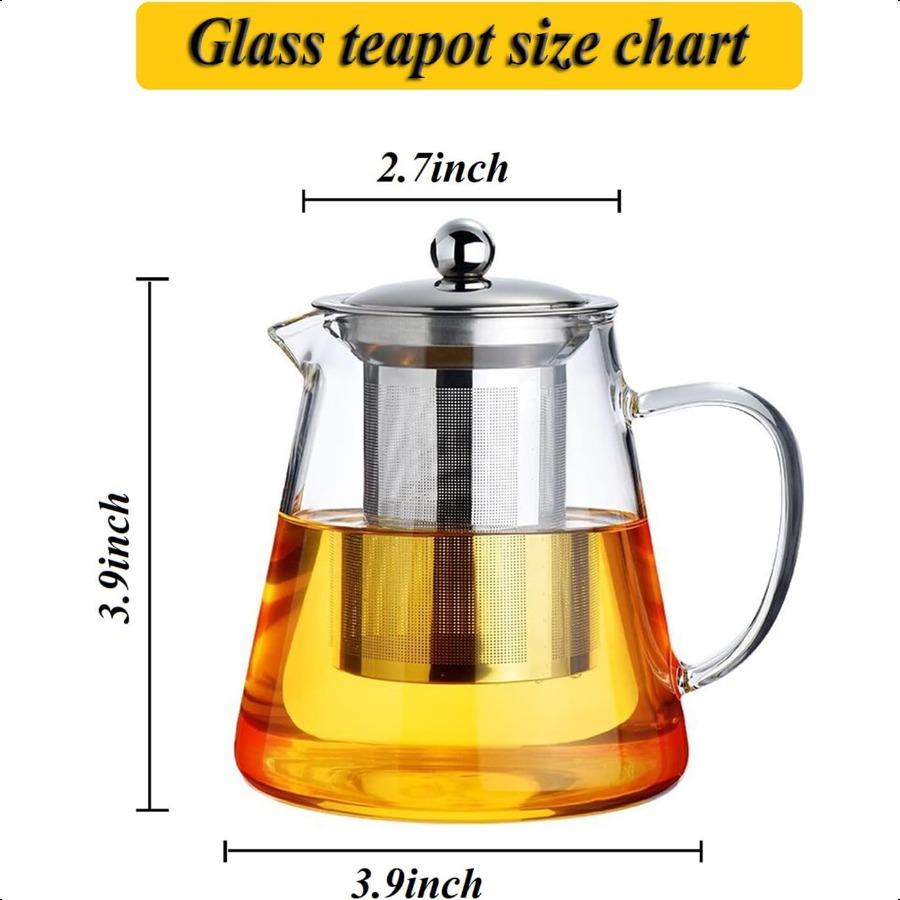 

Стеклянный чайник с съемным инфузором из нержавеющей стали Чайник из боросиликатного стекла с ситечком для распускающегося чая и листового чая United States