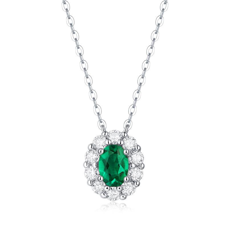 Tancise Women 925 Silver Lab Emerald Fashion Necklace Pendant Gift