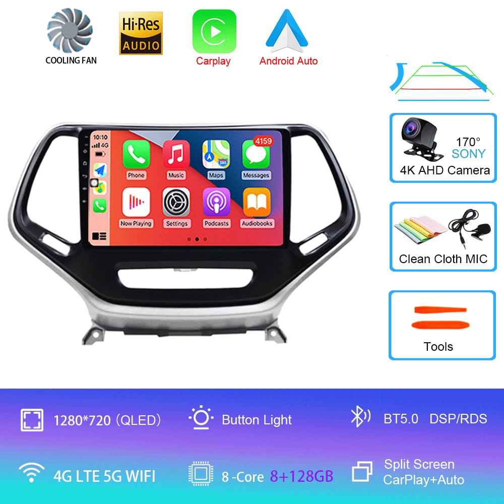 for Jeep Cherokee 5 KL 2014 - 2020 Car Radio Stereo Multimedia Video Player GPS DSP BT No 2din Head Unit CarPlay Android 14