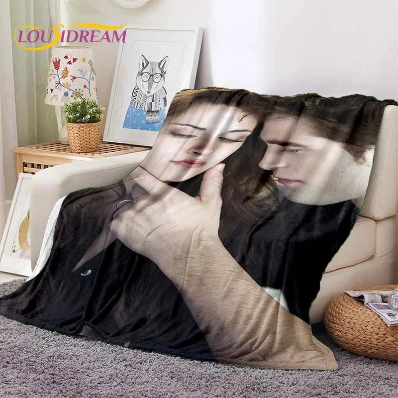 The Twilight Saga Edward Bella Mjuk Flanellfilt för Säng Sovrum Soffa Picknick, Kastfilt att Täckas med Utomhus Fritid Vilo-present