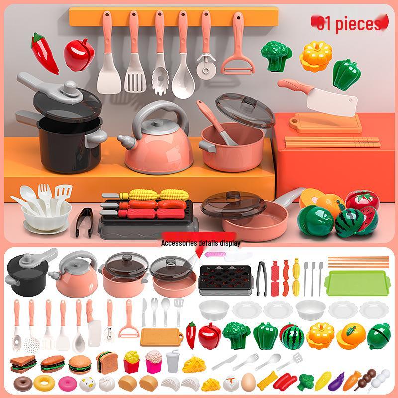 Kids' Play Kitchen Set: Cooking and Fruit Cutting Fun