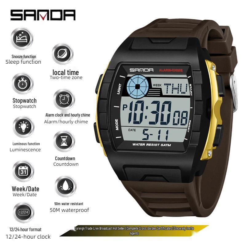 SANDA Multi-Functional Big Dial Watch with Alarm, Snooze, Countdown for Junior & Senior High School Students